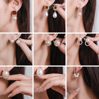 1 Pair Modern Style Geometric Plating Imitation Pearl Drop Earrings Ear Studs