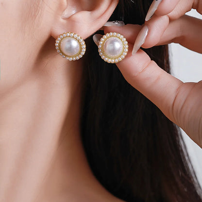 1 Pair Modern Style Geometric Plating Imitation Pearl Drop Earrings Ear Studs