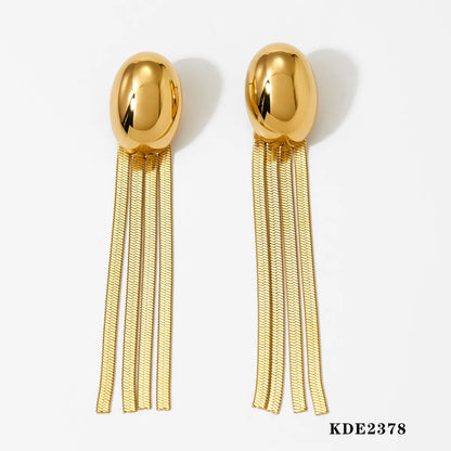 1 Pair Modern Style Geometric Solid Color Tassel 304 Stainless Steel No Inlaid 16K Gold Plated White Gold Plated Gold Plated Drop Earrings