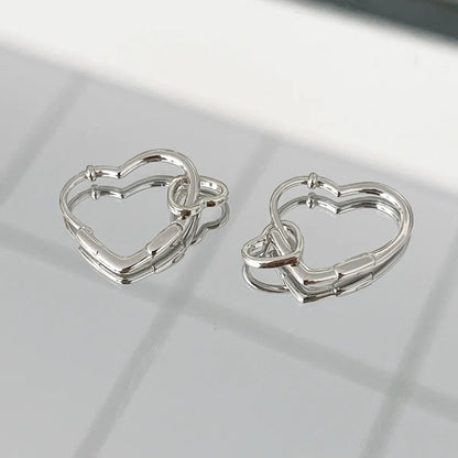 1 Pair Modern Style Heart Shape Plating Sterling Silver Earrings