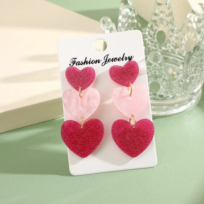 1 Pair Modern Style Heart Shape Polishing Alloy Drop Earrings