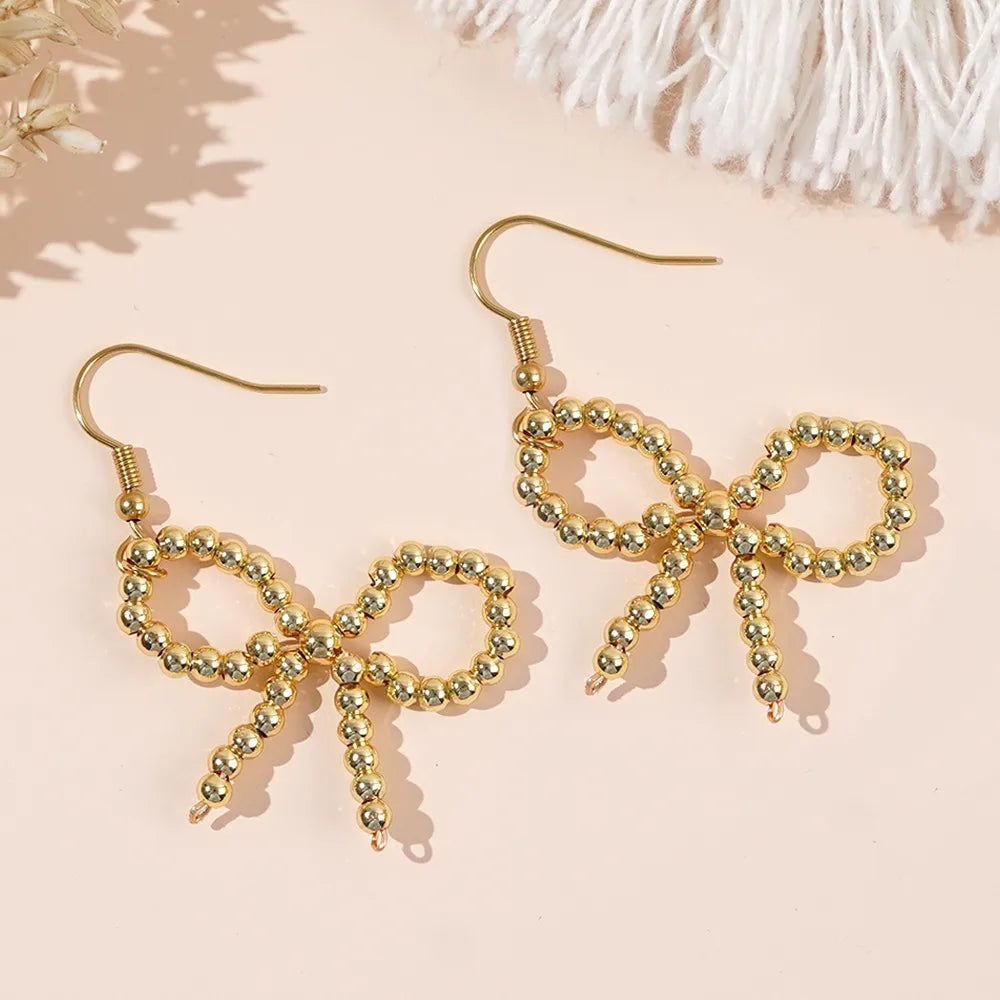 1 Pair Modern Style Korean Style Geometric Bow Knot Copper Drop Earrings