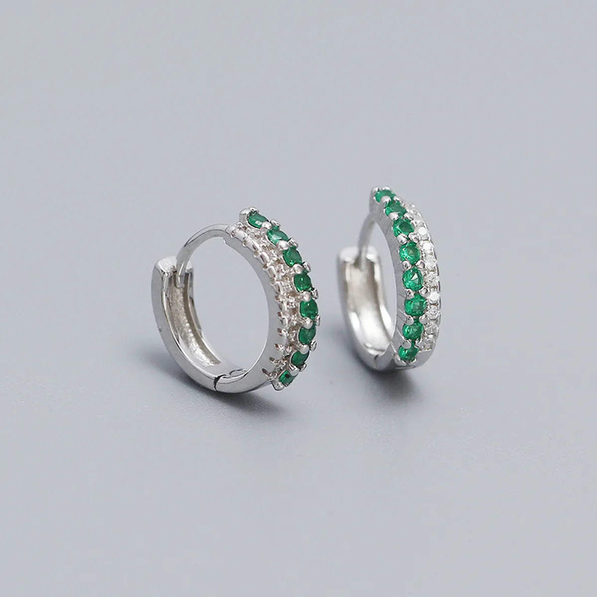 1 Pair Modern Style Korean Style Geometric Plating Inlay Sterling Silver Zircon Hoop Earrings