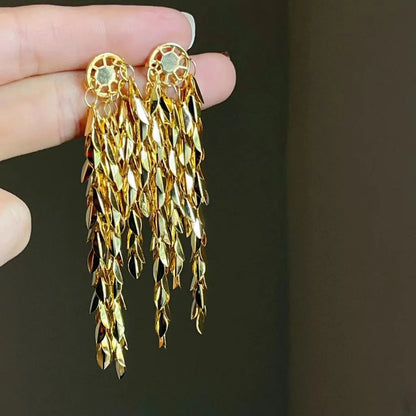 1 Pair Modern Style Korean Style Tassel Plating Copper Drop Earrings