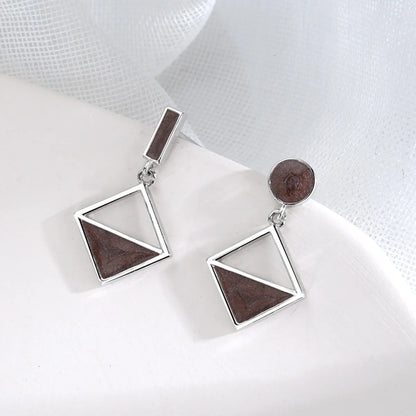 1 Pair Modern Style Rhombus Copper Epoxy Drop Earrings