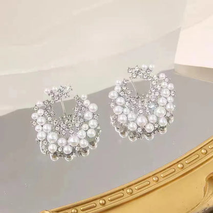 1 Pair Modern Style Round Alloy Earrings