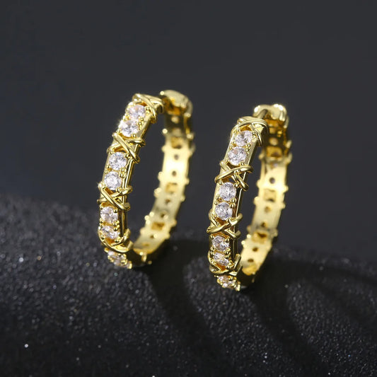 1 Pair Modern Style Round Plating Inlay Copper Zircon Silver Plated Hoop Earrings