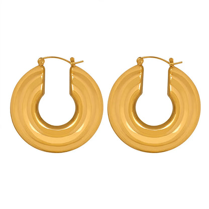 1 Pair Modern Style Round Plating Titanium Steel Hoop Earrings