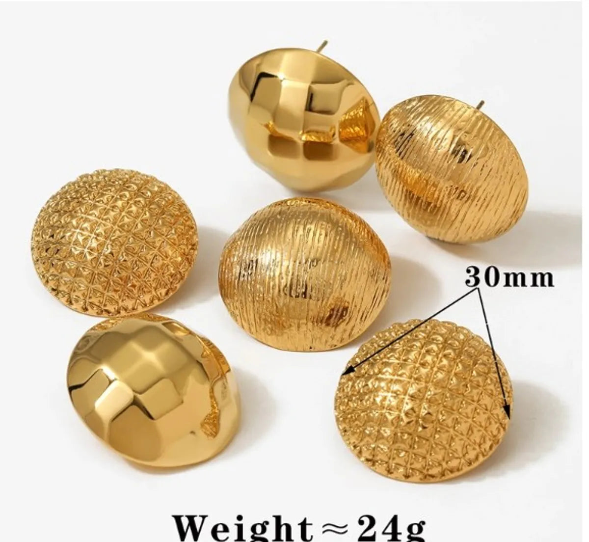 1 Pair Modern Style Round Solid Color 304 Stainless Steel No Inlaid 16K Gold Plated White Gold Plated Gold Plated Ear Studs