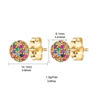 1 Pair Modern Style Shiny Ball Plating Inlay Copper Zircon Gold Plated Ear Studs