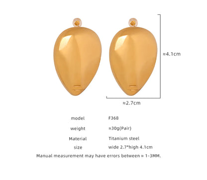 1 Pair Modern Style Simple Style Artistic Solid Color Mask Plating Titanium Steel 18k Gold Plated Ear Studs