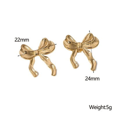 1 Pair Modern Style Simple Style Bow Knot Plating Titanium Steel 18K Gold Plated Ear Studs