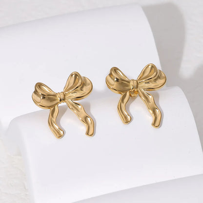 1 Pair Modern Style Simple Style Bow Knot Plating Titanium Steel 18K Gold Plated Ear Studs