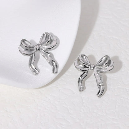 1 Pair Modern Style Simple Style Bow Knot Plating Titanium Steel 18K Gold Plated Ear Studs