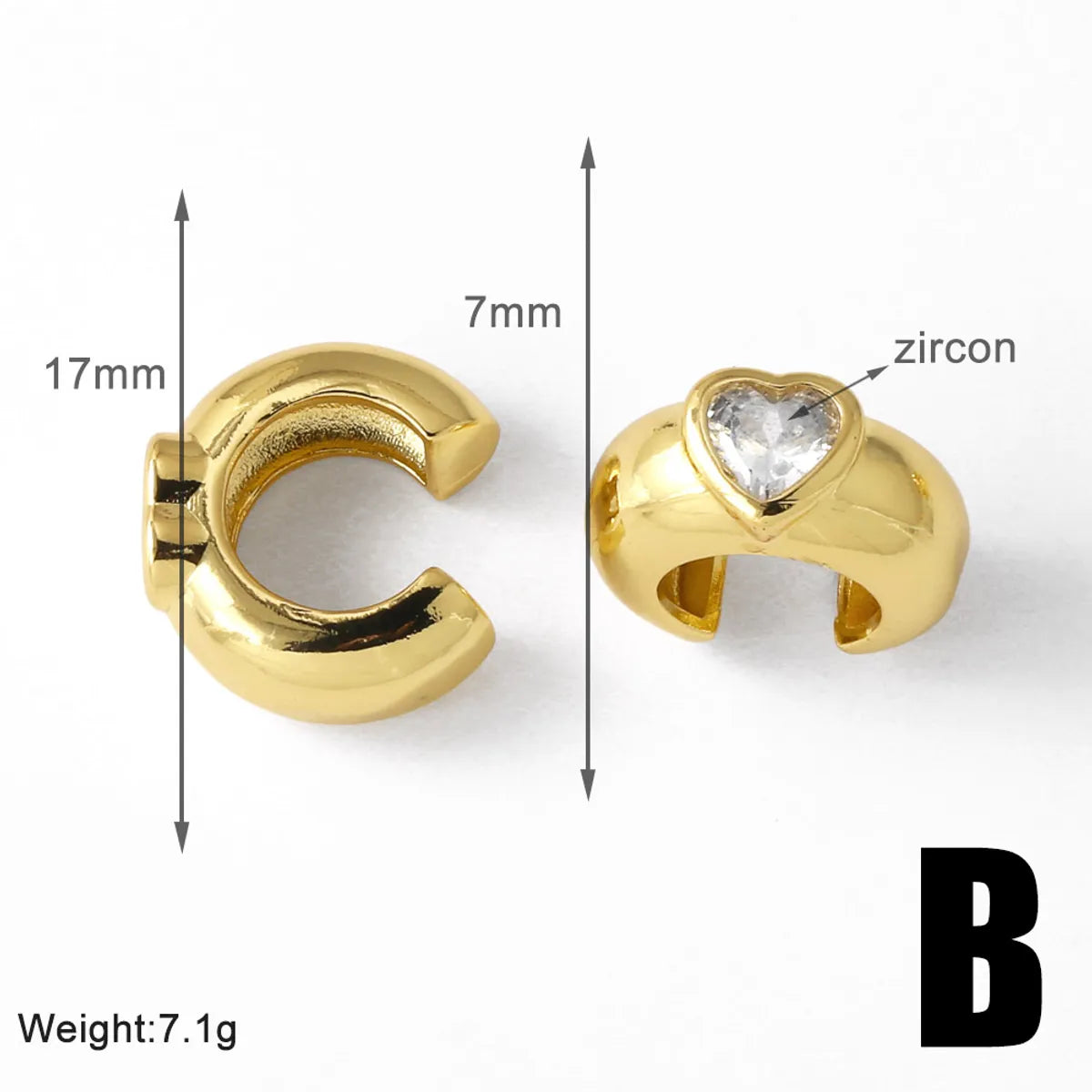 1 Pair Modern Style Simple Style C Shape Plating Inlay Copper Zircon 18K Gold Plated Ear Cuffs