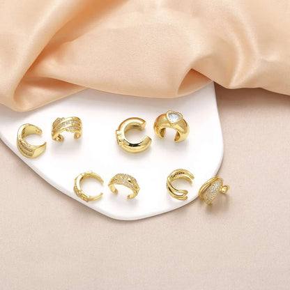 1 Pair Modern Style Simple Style C Shape Plating Inlay Copper Zircon 18K Gold Plated Ear Cuffs