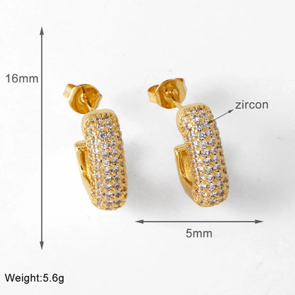 1 Pair Modern Style Simple Style C Shape Plating Inlay Copper Zircon 18K Gold Plated Ear Studs