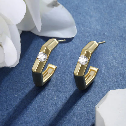 1 Pair Modern Style Simple Style Classic Style C Shape Plating Inlay Copper Artificial Gemstones Ear Studs