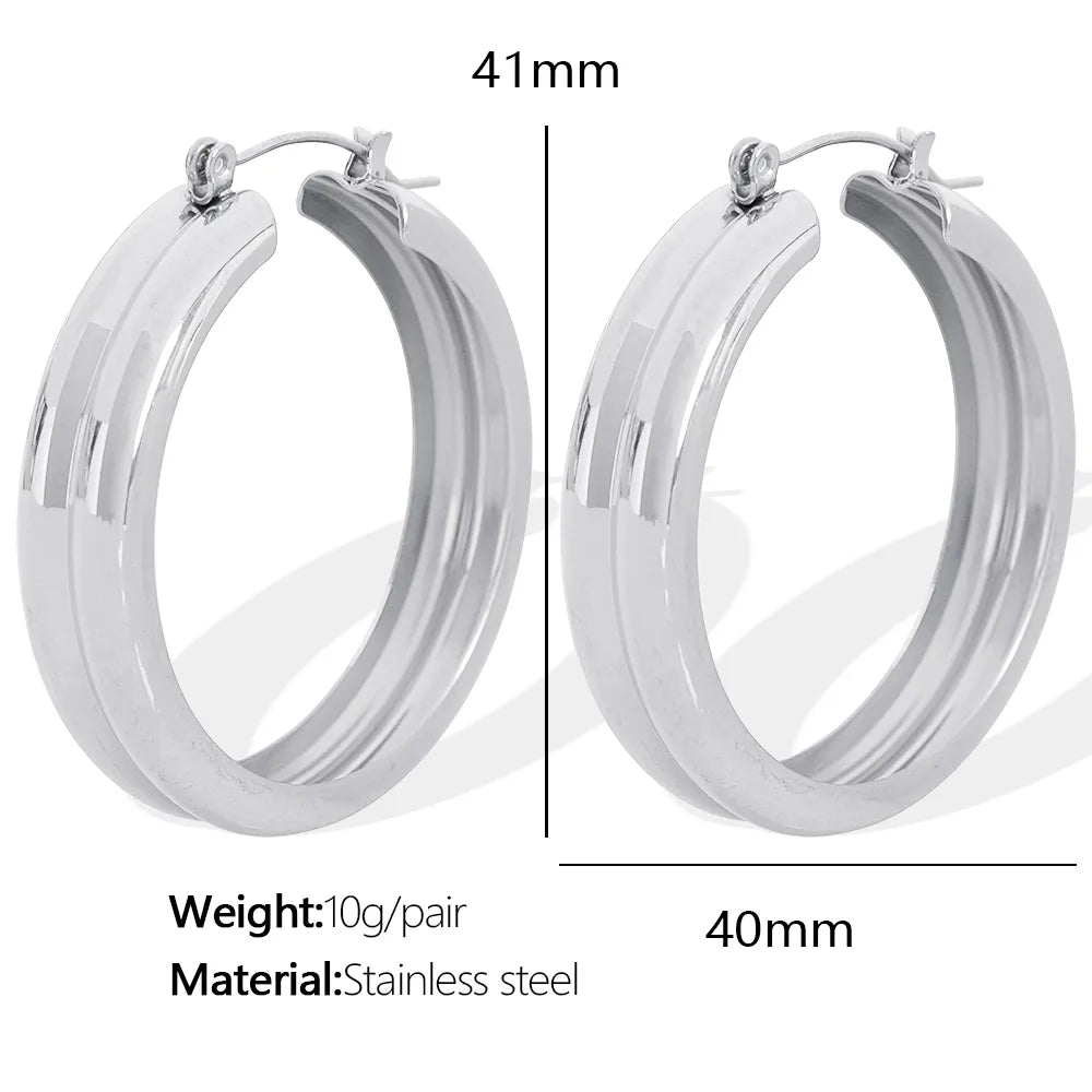 1 Pair Modern Style Simple Style Classic Style Circle Plating Titanium Steel 18K Gold Plated Hoop Earrings