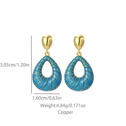 1 Pair Modern Style Simple Style Classic Style Geometric Oval Plating Copper 18K Gold Plated Drop Earrings