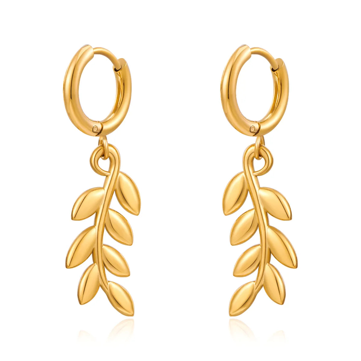 1 Pair Modern Style Simple Style Classic Style Grain Plating 304 Stainless Steel 18K Gold Plated Drop Earrings