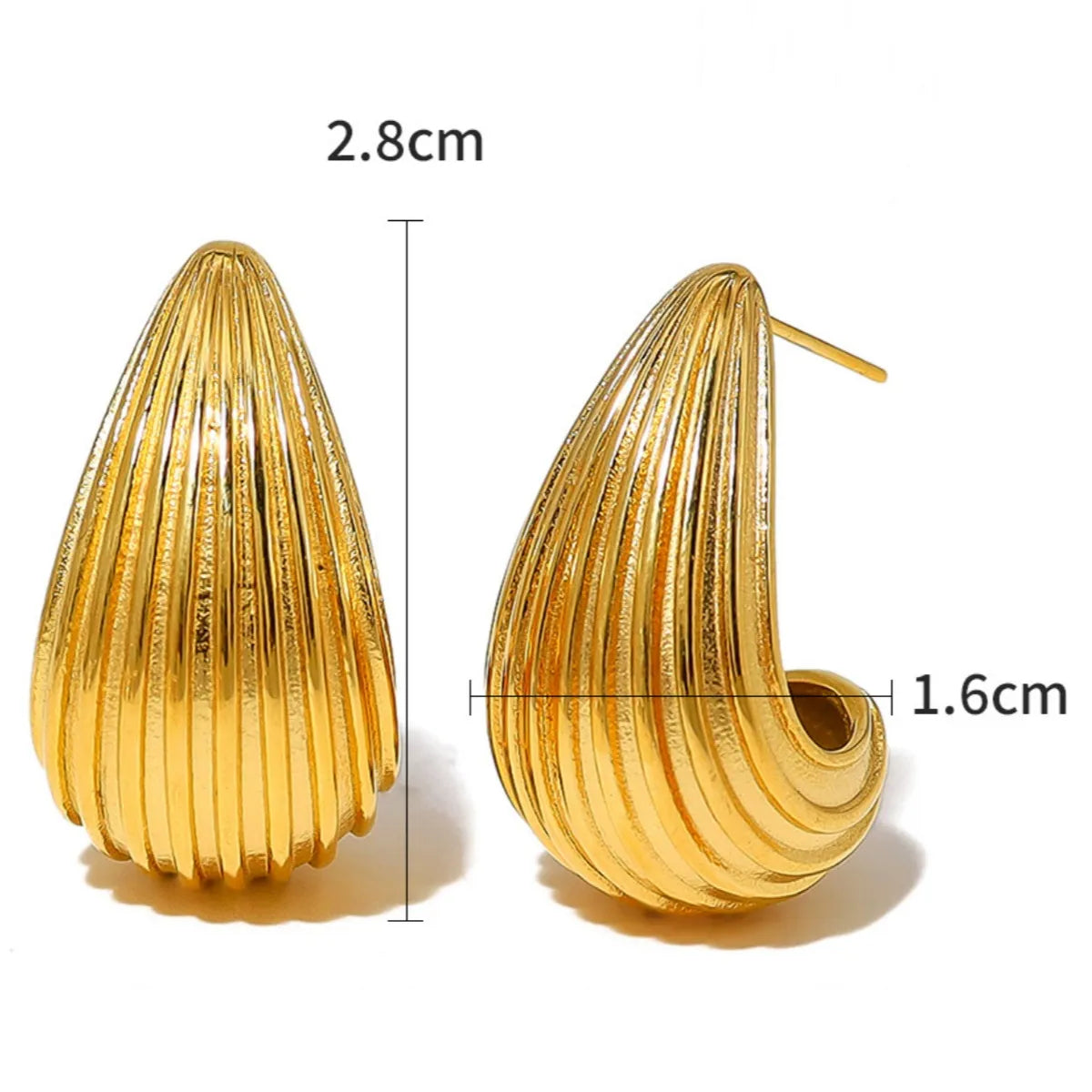 1 Pair Modern Style Simple Style Classic Style Solid Color 304 Stainless Steel 18K Gold Plated Ear Studs