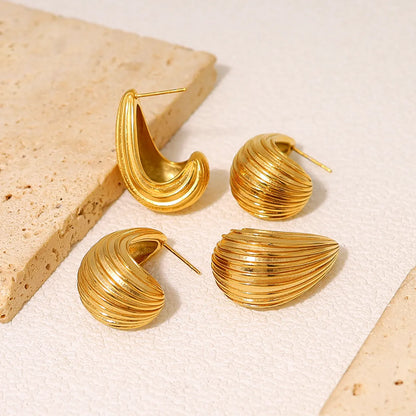 1 Pair Modern Style Simple Style Classic Style Solid Color 304 Stainless Steel 18K Gold Plated Ear Studs