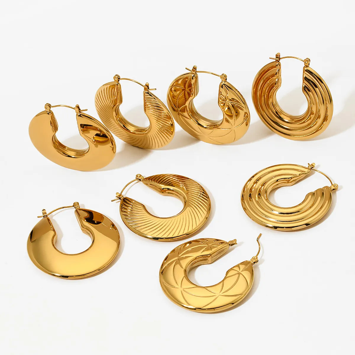 1 Pair Modern Style Simple Style Classic Style U Shape Plating 304 Stainless Steel 16K Gold Plated White Gold Plated Gold Plated Earrings