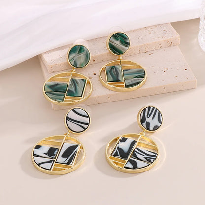 1 Pair Modern Style Simple Style Color Block Plating Alloy 18k Gold Plated Drop Earrings