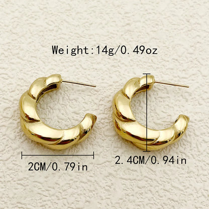 1 Pair Modern Style Simple Style Commute C Shape Twist Plating Stainless Steel Gold Plated Ear Studs