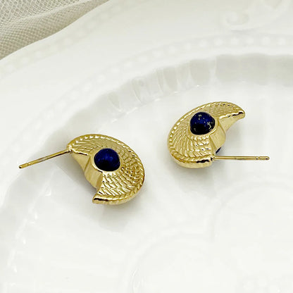 1 Pair Modern Style Simple Style Commute Sector Plating Inlay Stainless Steel Gem Gold Plated Ear Studs