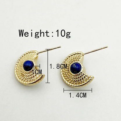 1 Pair Modern Style Simple Style Commute Sector Plating Inlay Stainless Steel Gem Gold Plated Ear Studs