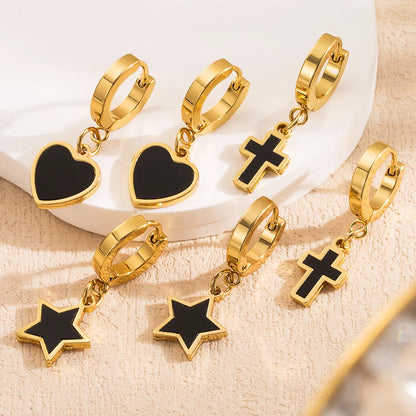 1 Pair Modern Style Simple Style Cross Stainless Steel Drop Earrings