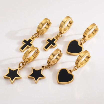 1 Pair Modern Style Simple Style Cross Stainless Steel Drop Earrings