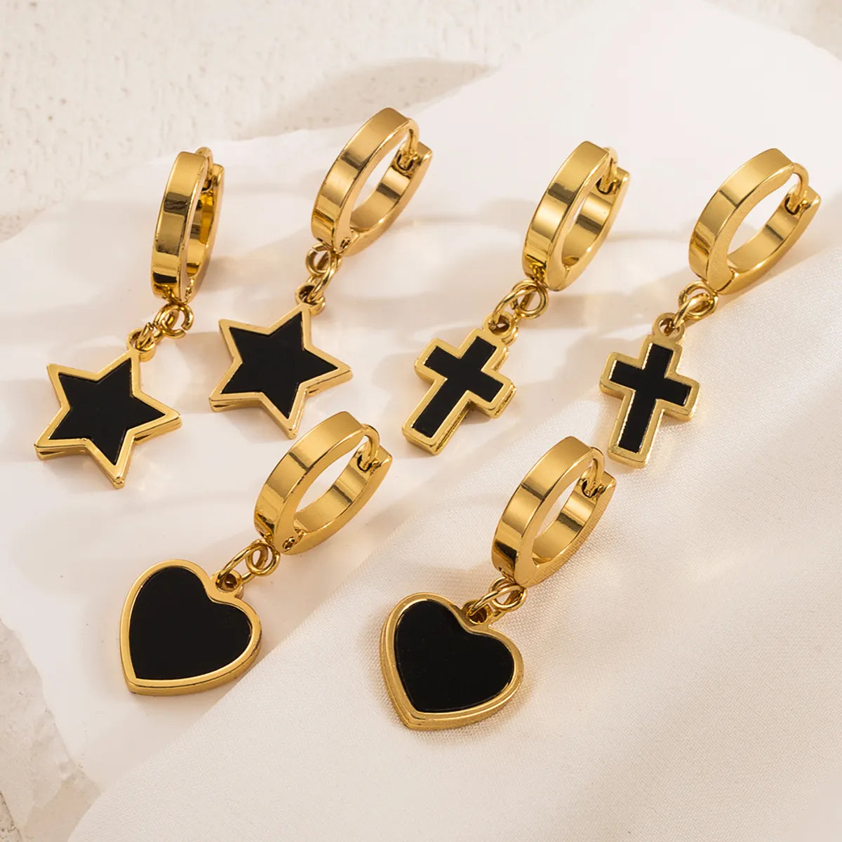 1 Pair Modern Style Simple Style Cross Stainless Steel Drop Earrings