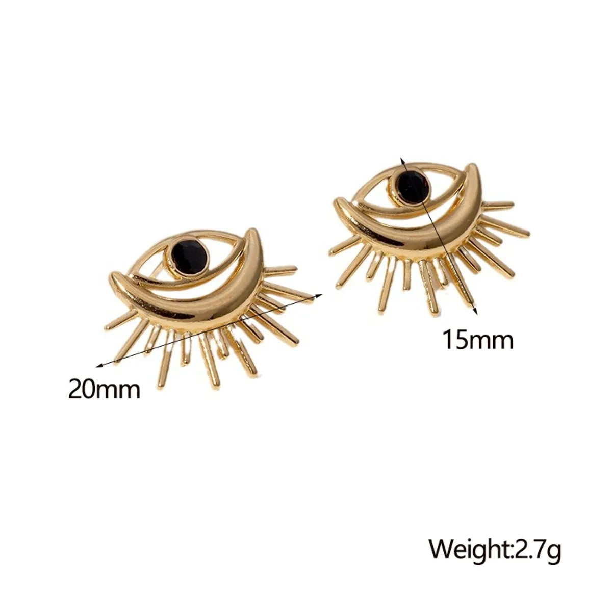 1 Pair Modern Style Simple Style Eye Plating 304 Stainless Steel 18K Gold Plated Ear Studs