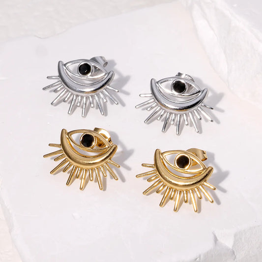 1 Pair Modern Style Simple Style Eye Plating 304 Stainless Steel 18K Gold Plated Ear Studs