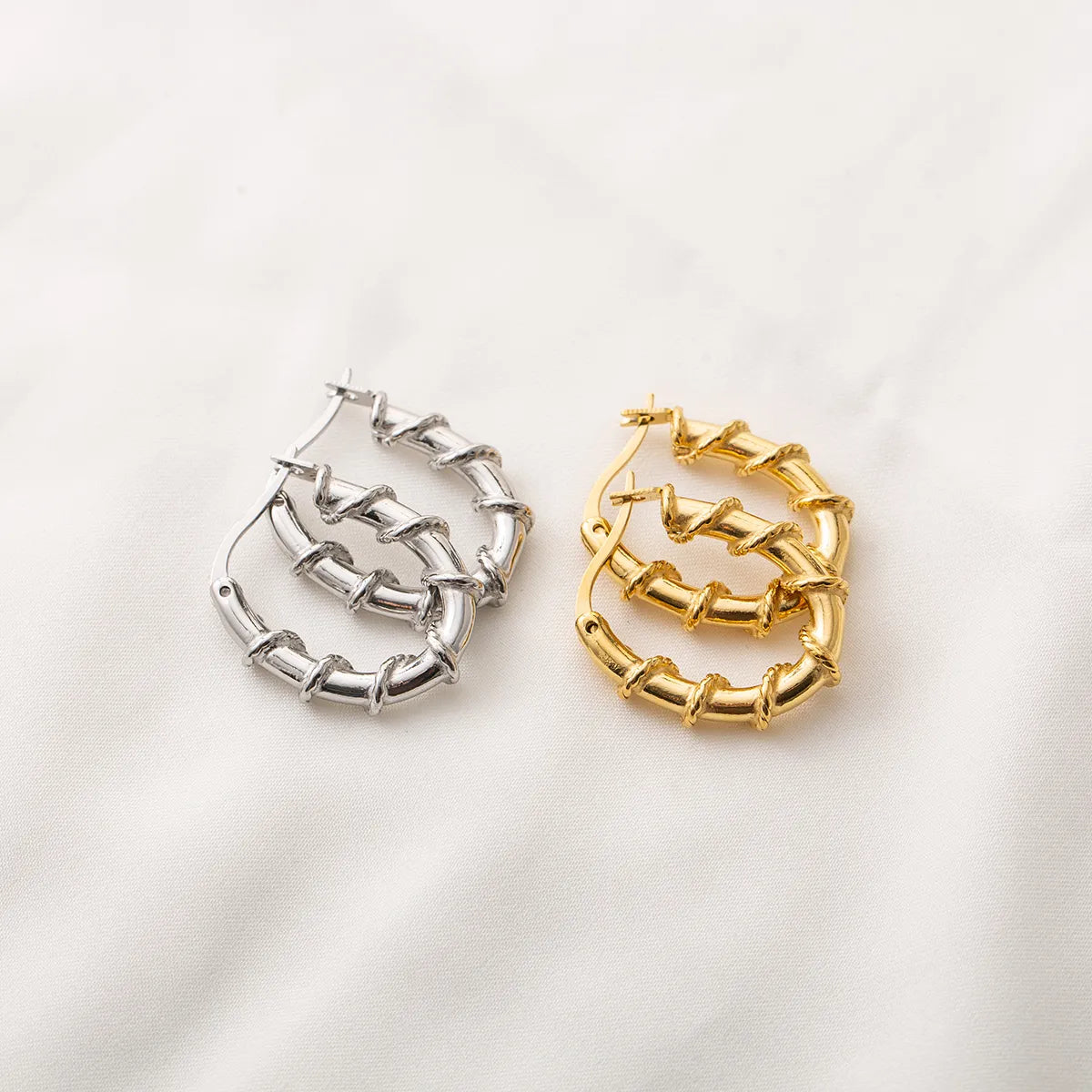 1 Pair Modern Style Simple Style Geometric Polishing 304 Stainless Steel 18K Gold Plated Earrings