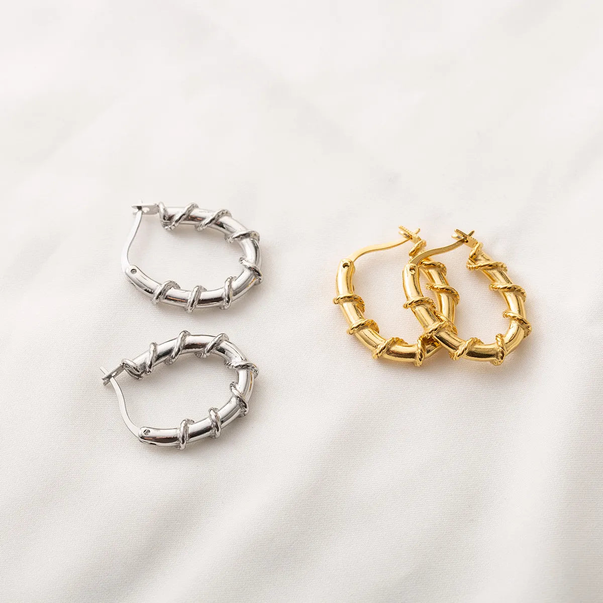 1 Pair Modern Style Simple Style Geometric Polishing 304 Stainless Steel 18K Gold Plated Earrings