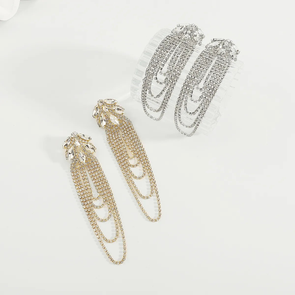 1 Pair Modern Style Simple Style Glittery Inlay Alloy Rhinestones Drop Earrings