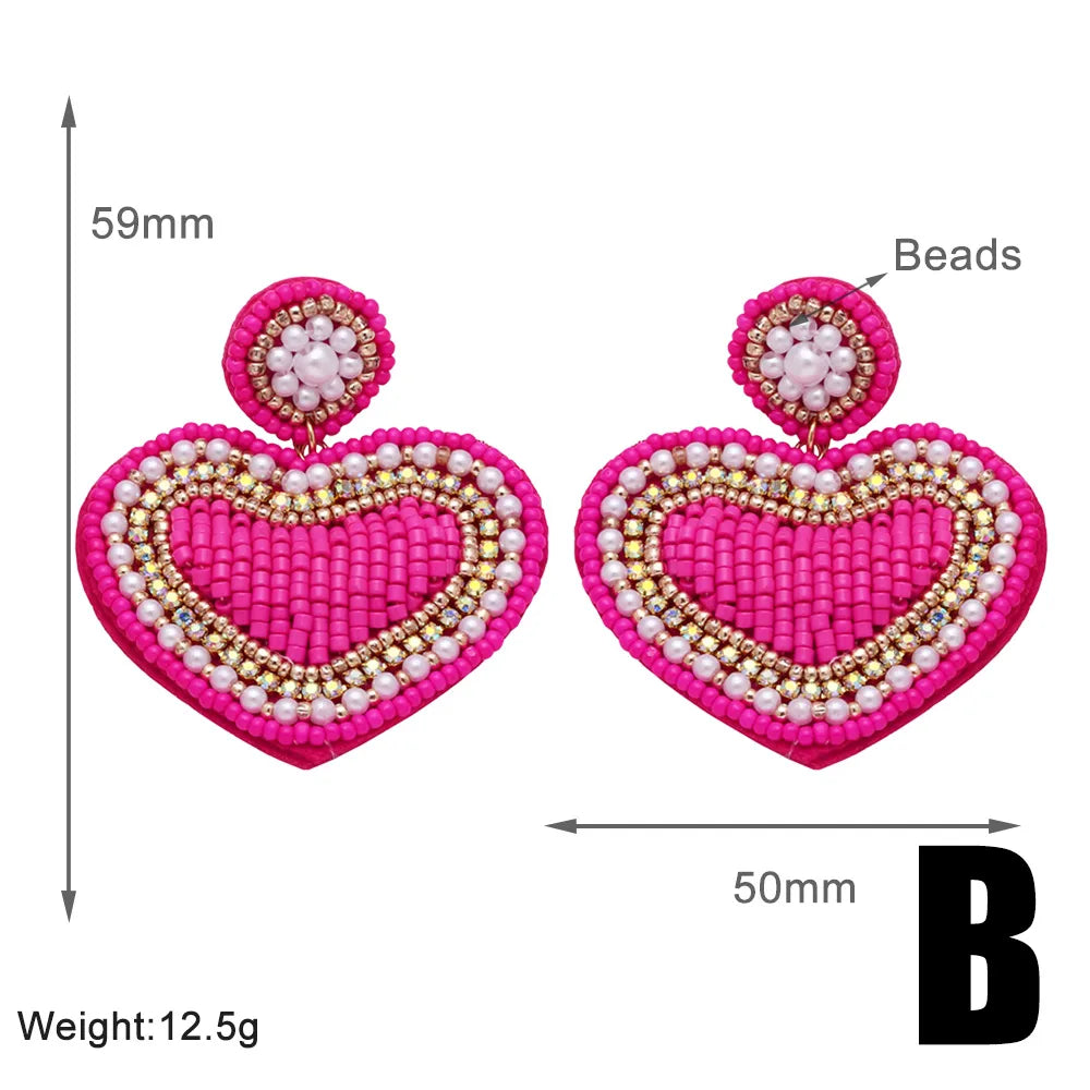 1 Pair Modern Style Simple Style Heart Shape Beaded Sequins Inlay Copper Zircon Drop Earrings