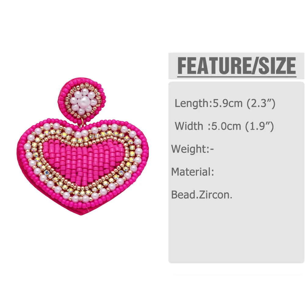 1 Pair Modern Style Simple Style Heart Shape Beaded Sequins Inlay Copper Zircon Drop Earrings