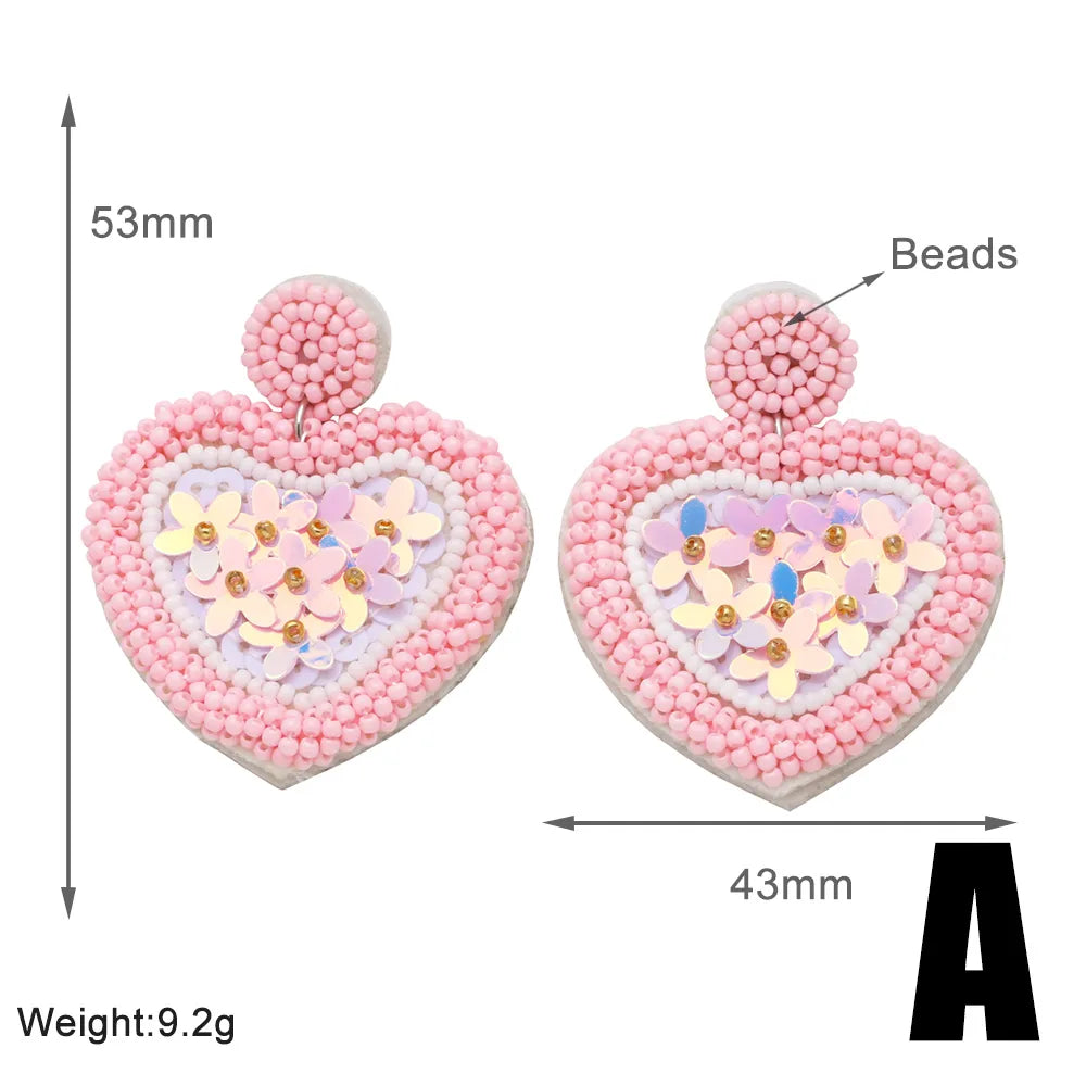 1 Pair Modern Style Simple Style Heart Shape Beaded Sequins Inlay Copper Zircon Drop Earrings