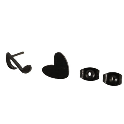 1 Pair Modern Style Simple Style Heart Shape Notes Asymmetrical Plating Stainless Steel Ear Studs