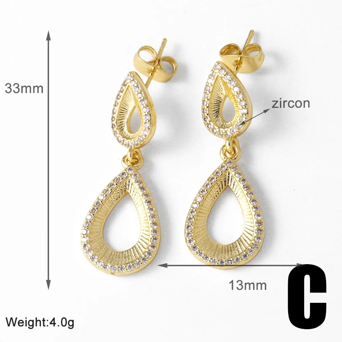 1 Pair Modern Style Simple Style Heart Shape Plating Inlay Copper Zircon 18K Gold Plated Drop Earrings