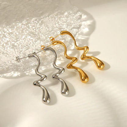 1 Pair Modern Style Simple Style Irregular Geometric Polishing Plating 304 Stainless Steel 18K Gold Plated Ear Studs