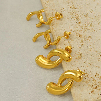 1 Pair Modern Style Simple Style Irregular Solid Color Polishing Plating Stainless Steel 18k Gold Plated Ear Studs