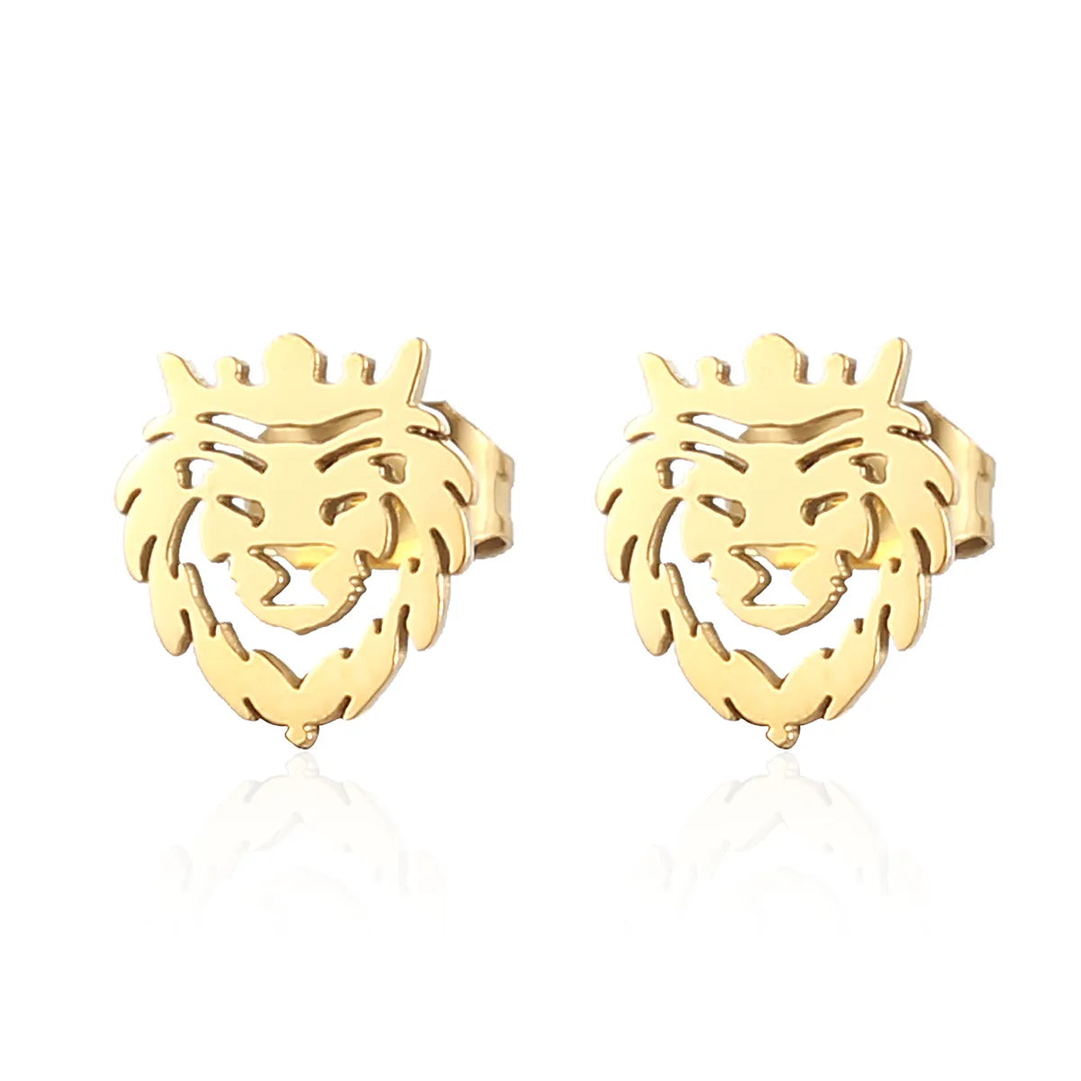 1 Pair Modern Style Simple Style Lion Polishing Plating Stainless Steel 18k Gold Plated Ear Studs