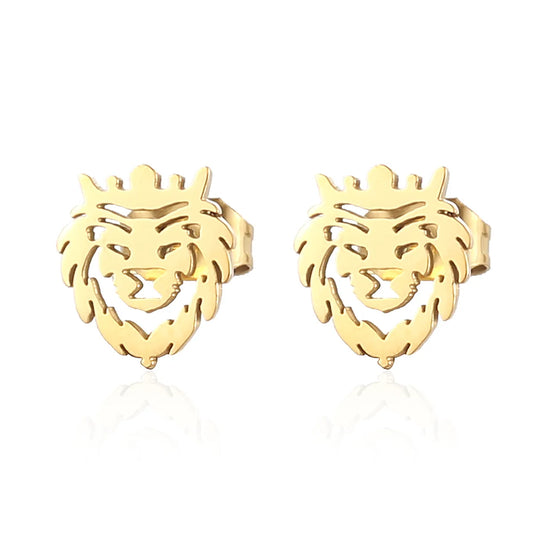 1 Pair Modern Style Simple Style Lion Polishing Plating Stainless Steel 18k Gold Plated Ear Studs