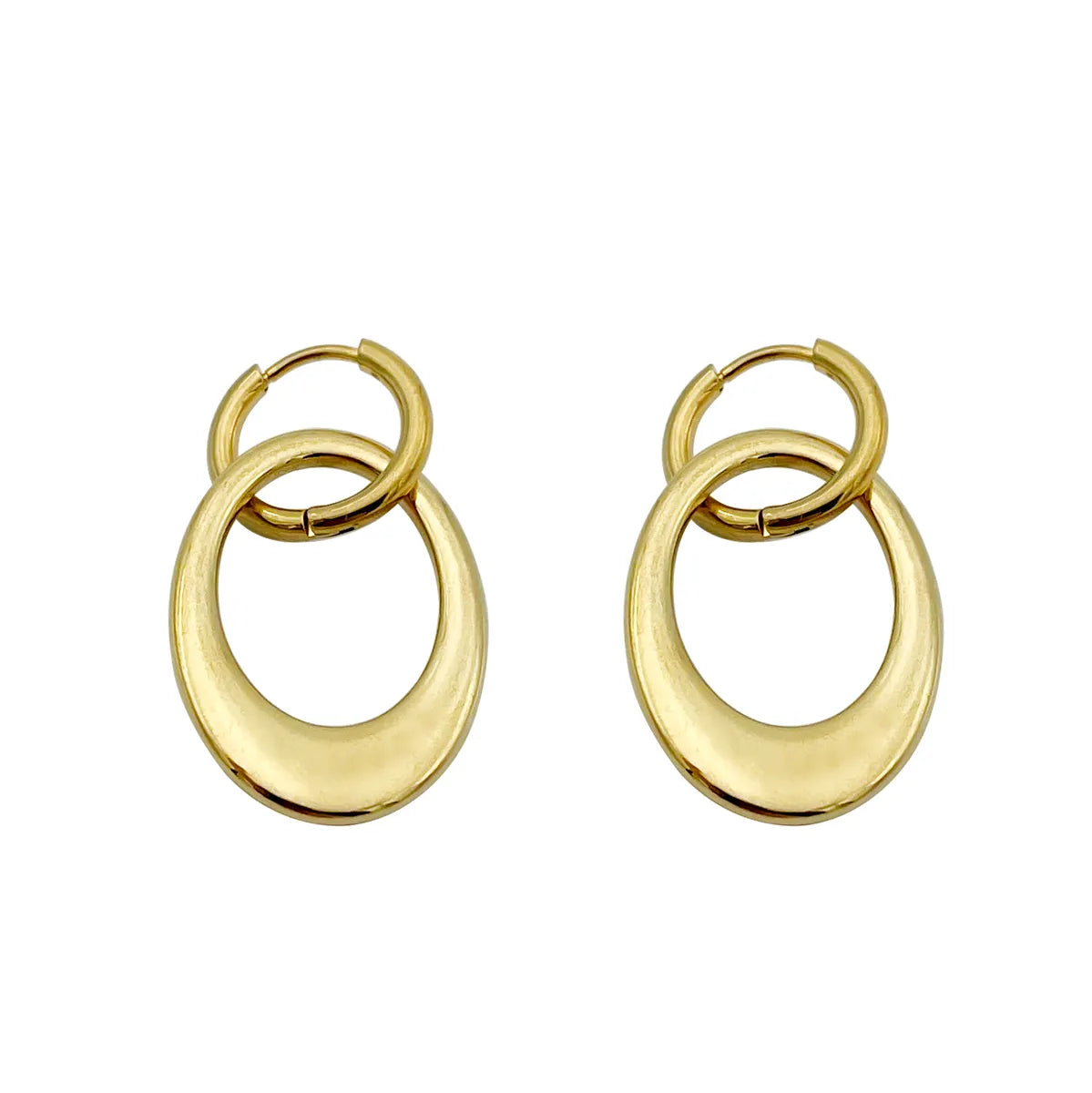 1 Pair Modern Style Simple Style Oval Stainless Steel Metal Plating Gold Plated Drop Earrings